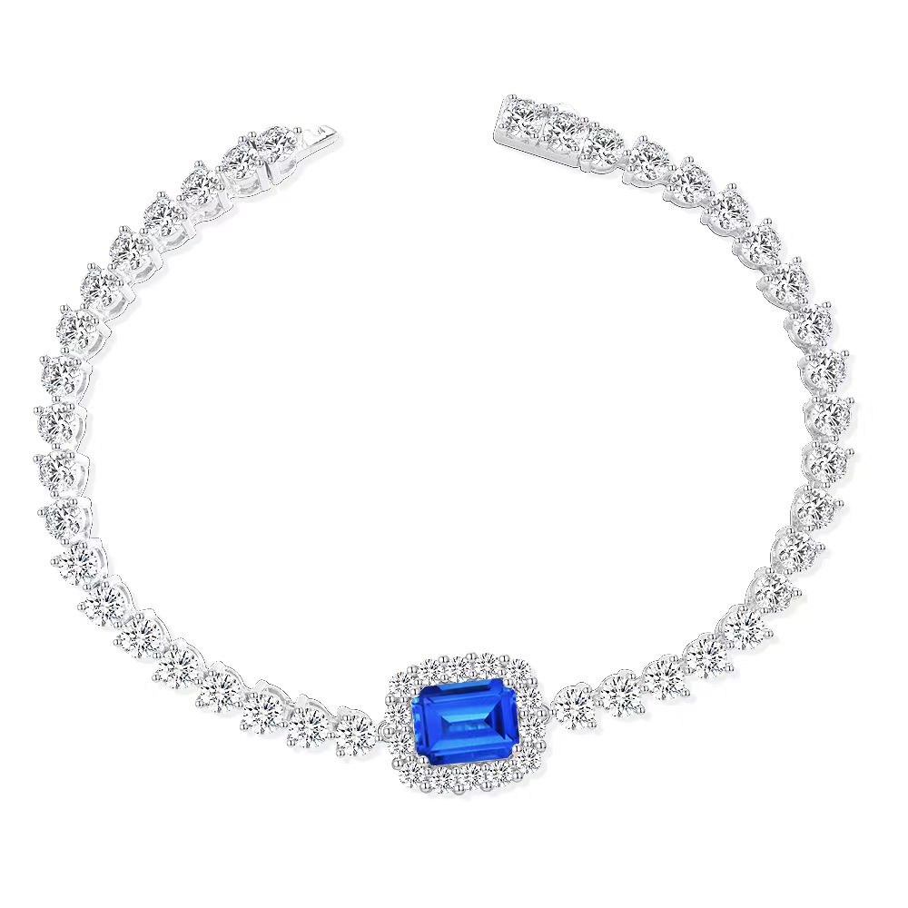 合成尖晶石B3223【苍苍】镶嵌长方培育篮尖晶矢车菊色百搭单颗手链