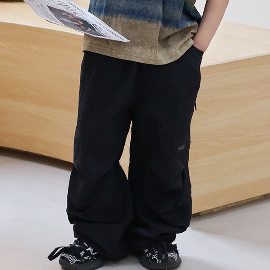 夏季薄款中大童拉链口袋阔腿裤韩版男童休闲工装裤 