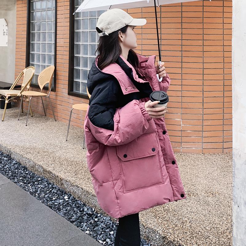 啄木鸟连帽面包羽绒服女2023今年流行爆款学生韩系宽松休闲冬季外