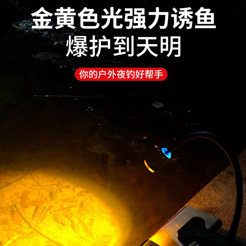 狼堡灯可变焦强力大功率诱鱼灯桥上专用桥筏灯竿稍灯插充电宝可调