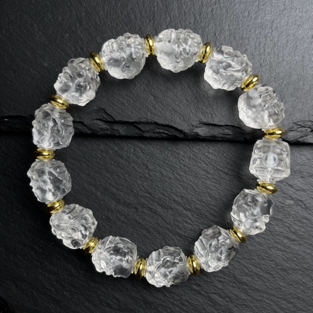 10.5mm天然净体白水晶精雕黄财神