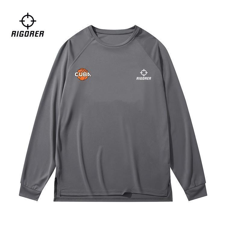 准者篮球长袖男秋冬美式速干投篮服宽松小朋友运动t恤黑白纯色衫