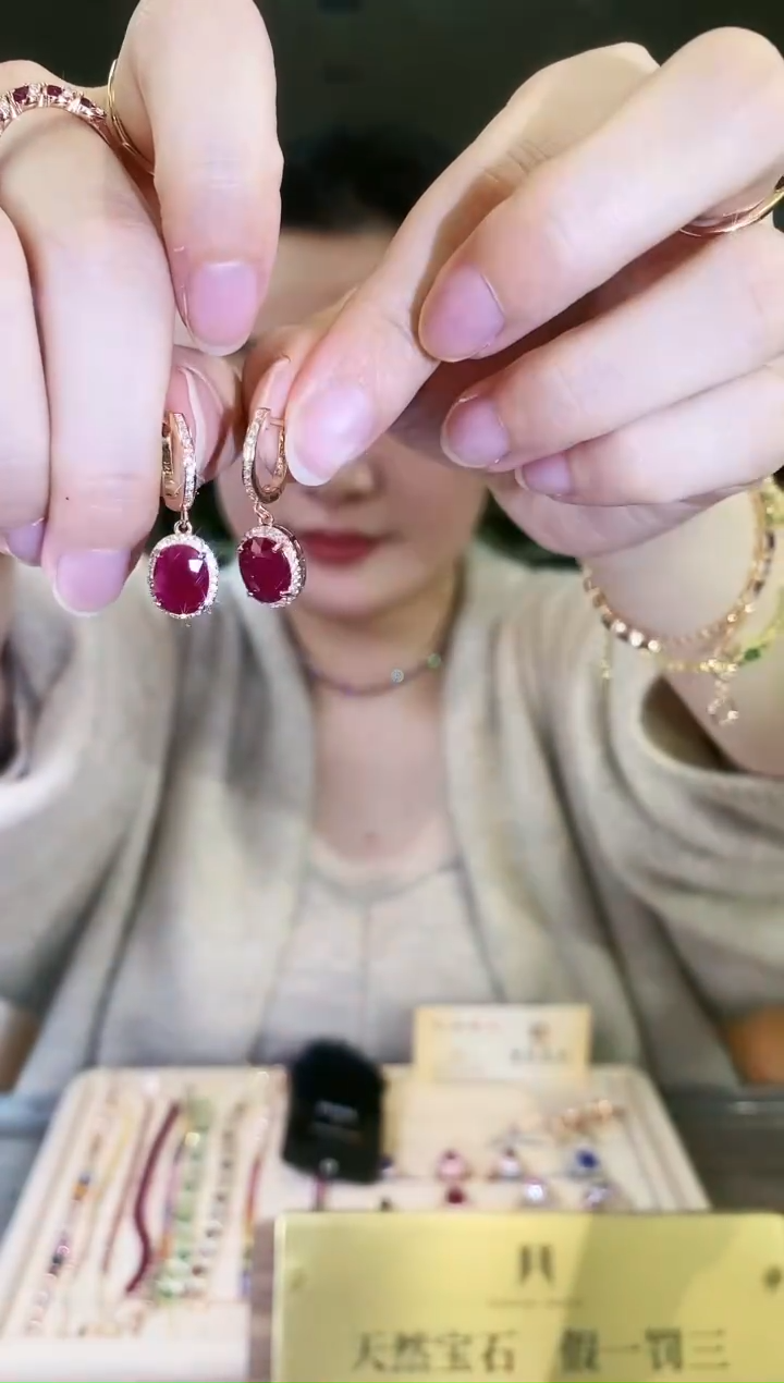 【闪购商品】红宝石耳饰银S925镶嵌09