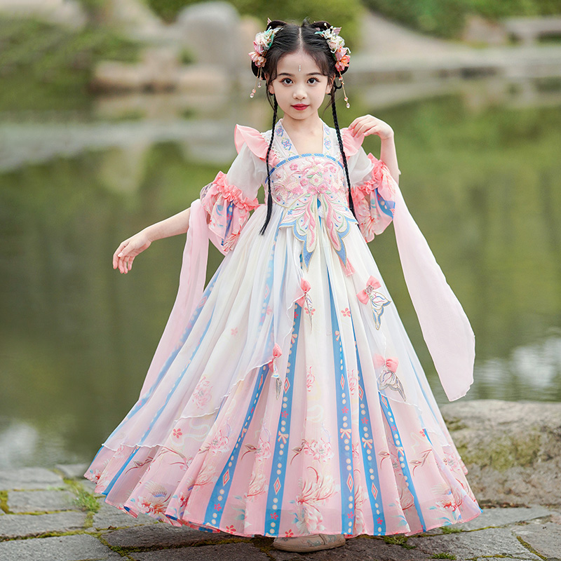 汉服女童连衣裙中国风2025新款古装夏款儿童夏装女孩公主裙子夏