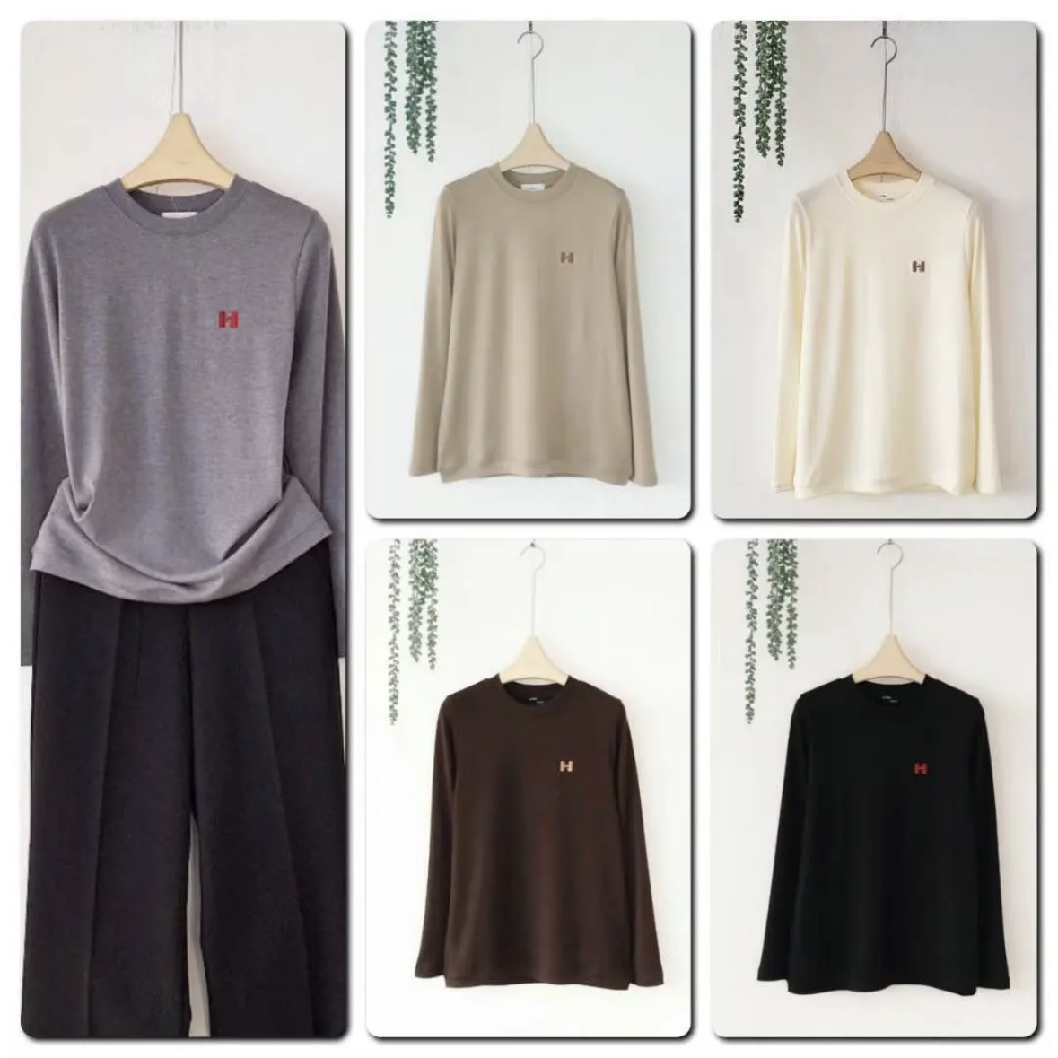 韩国 秋季百搭打底衫 圆领长袖女装