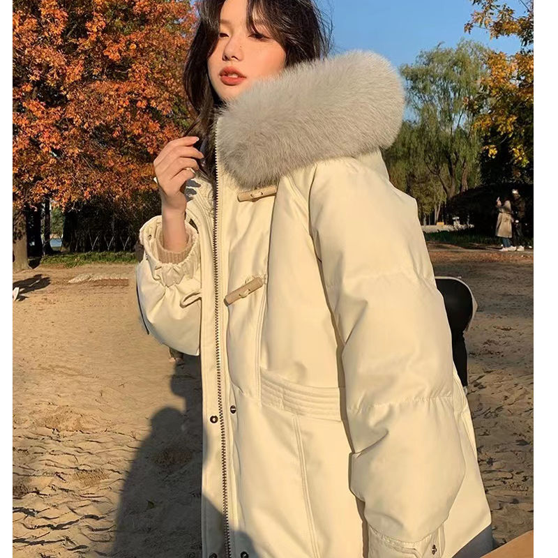 羽绒服女冬季中长款2023冬季新款时尚毛领韩版设计感加厚外套款