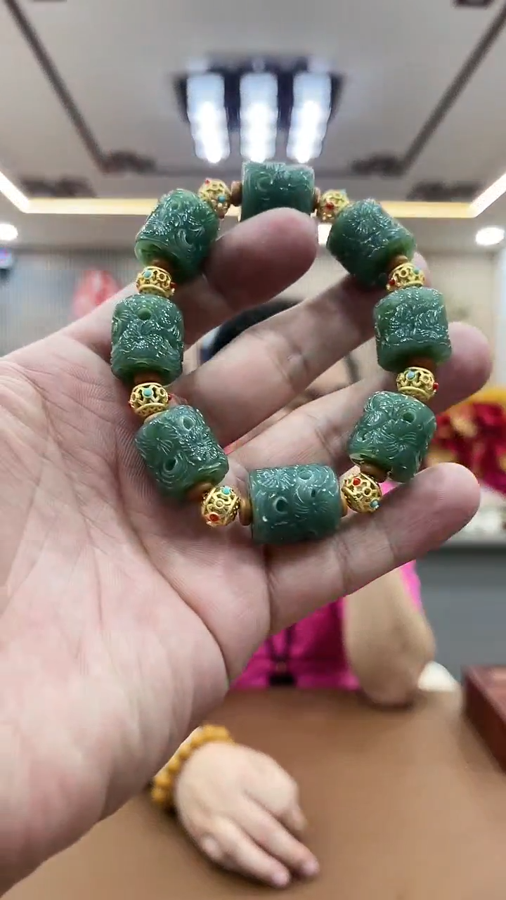 【闪购商品】和田玉（碧玉）手串未镶嵌小磊哥珠宝