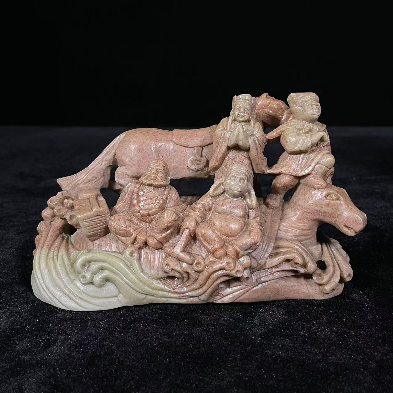 Lot11: H463寿山石雕西游记人物故事摆件L：20cm