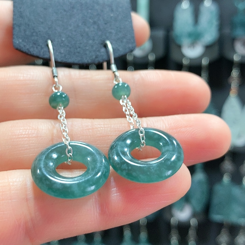 【闪购商品】翡翠耳饰银S925镶嵌