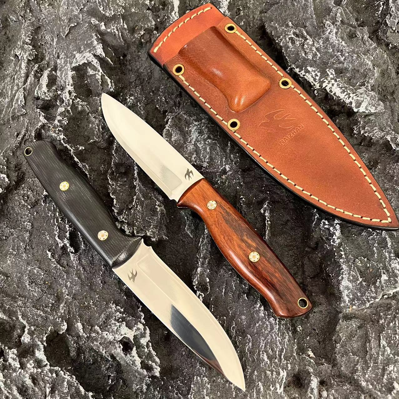 【耐战】聂风 镜面乌兹钢蛇纹木户外高硬度锋利手把肉猎直