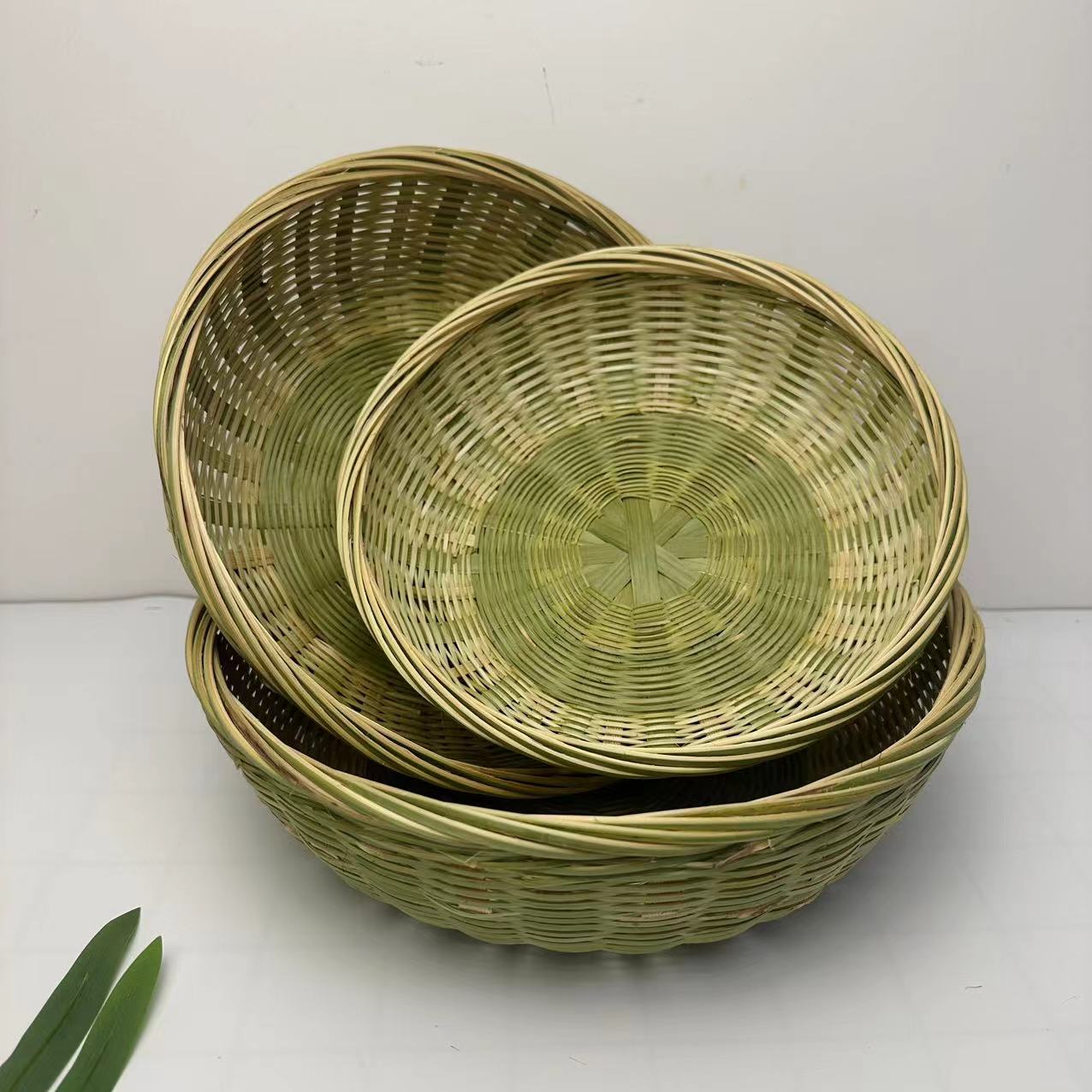 馒头筐 到手3个尺寸为22厘米25厘米27厘米 直径手工竹皮编织篮