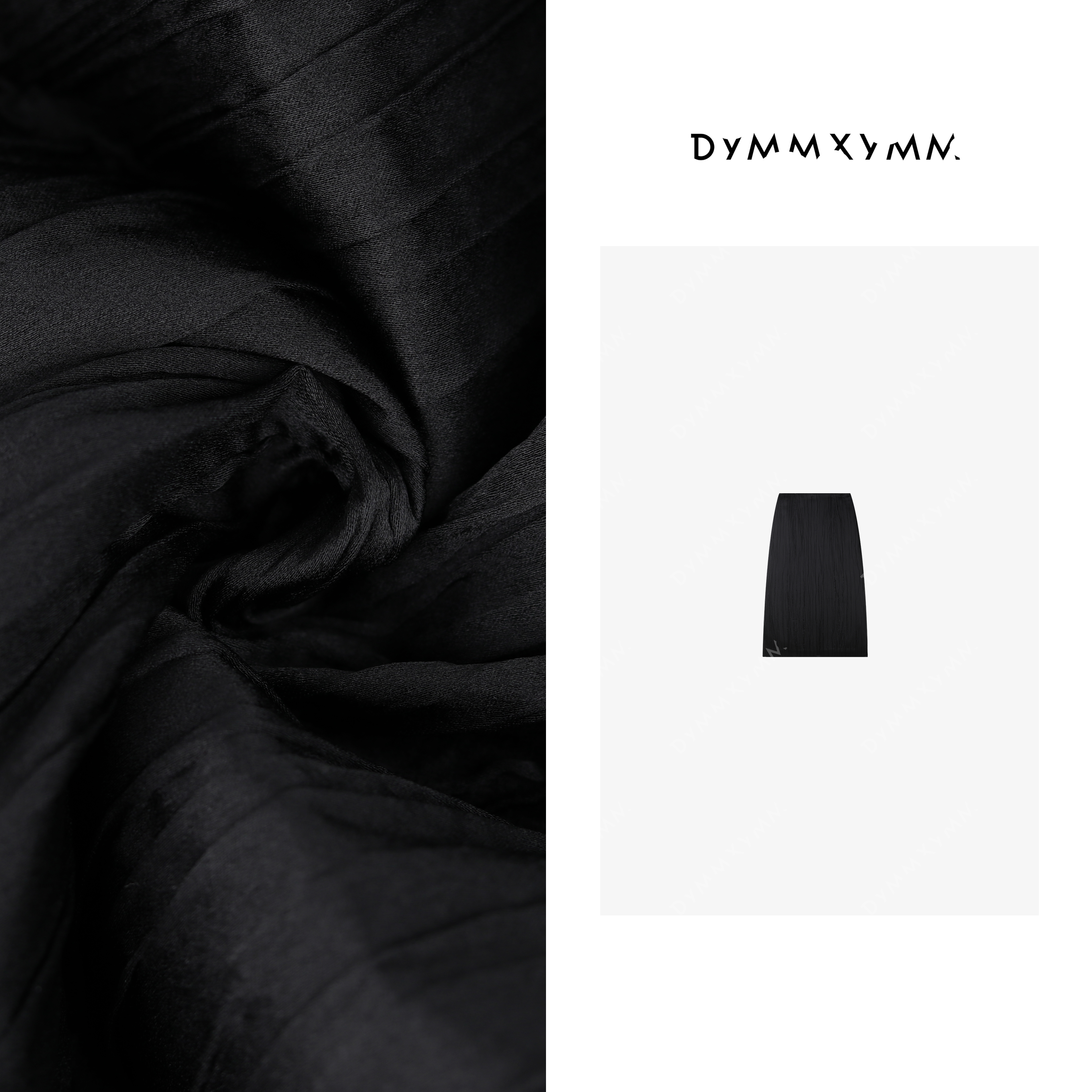 【DYMMXYMM】-秋冬小众设计师后开叉压褶肌理感夹棉半裙-PF24237