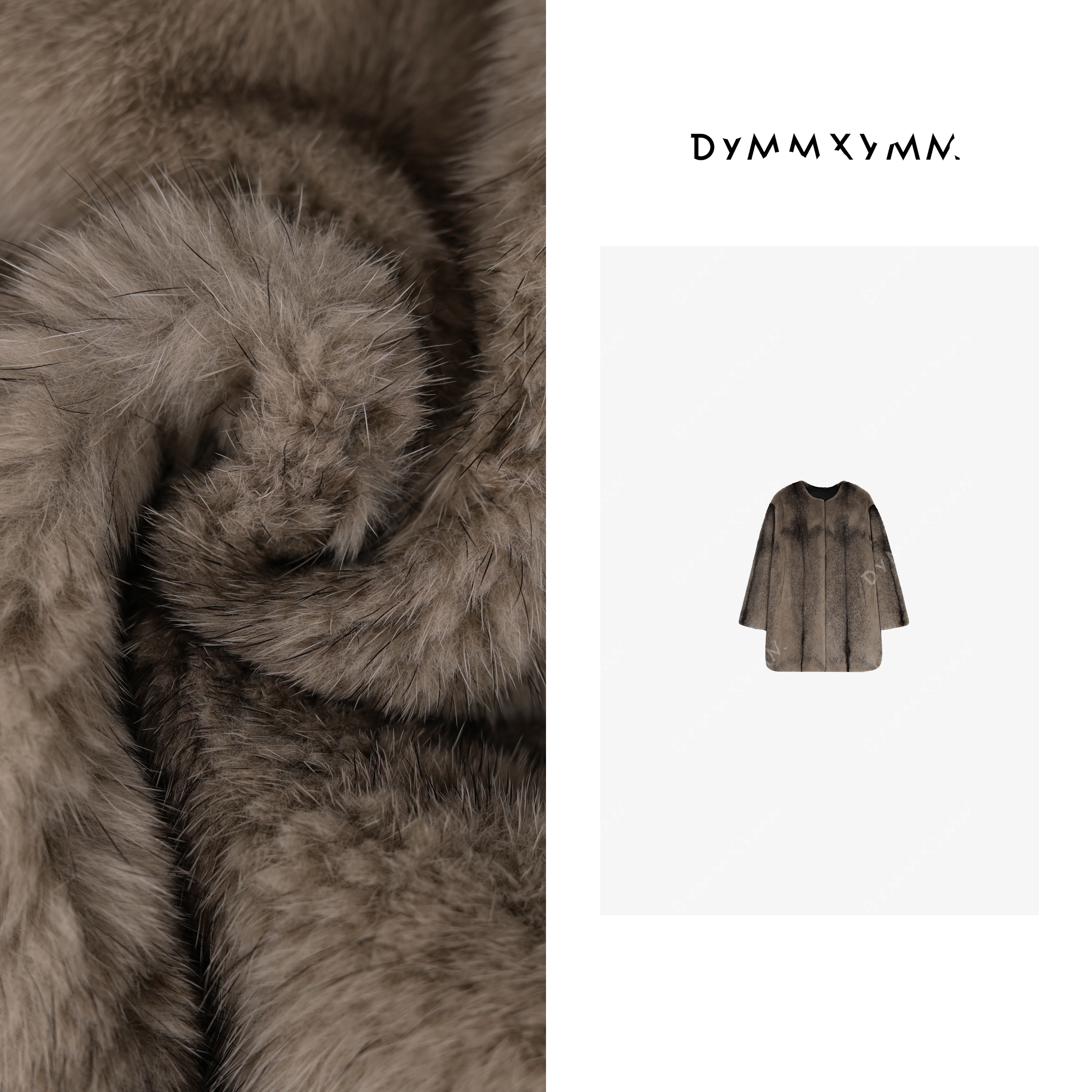 【DYMMXYMM】-小众设计师大牌感十字貂毛皮中长款外套-FWD2185