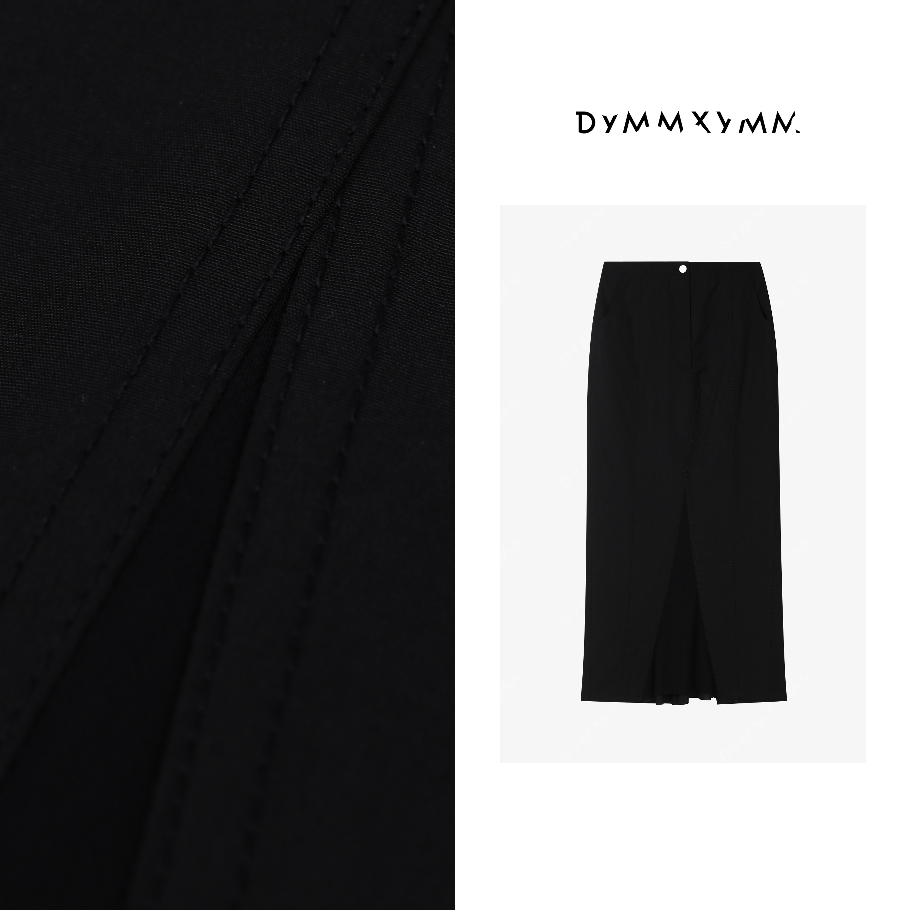 【DYMMXYMM】-简约百搭休闲设计师腰头单扣鱼尾拼接长半裙-FWF0204