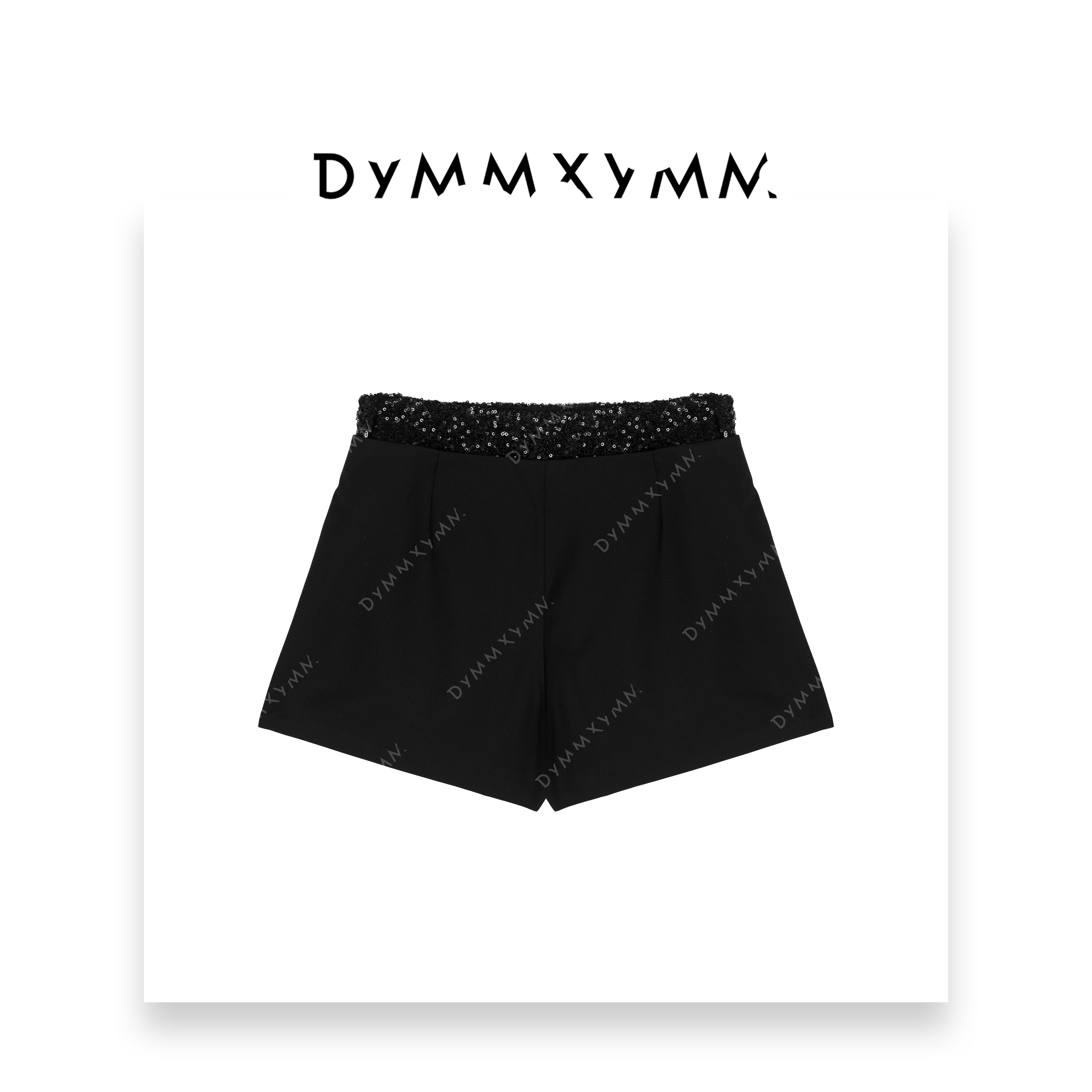 【DYMMXYMM】-简约百搭休闲设计师气质轻奢腰头亮片拼接短裤-P2022