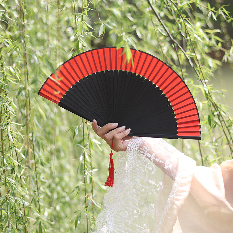 折扇女中女式折叠扇子舞蹈汉服旗袍走秀折扇子演出易开合好甩