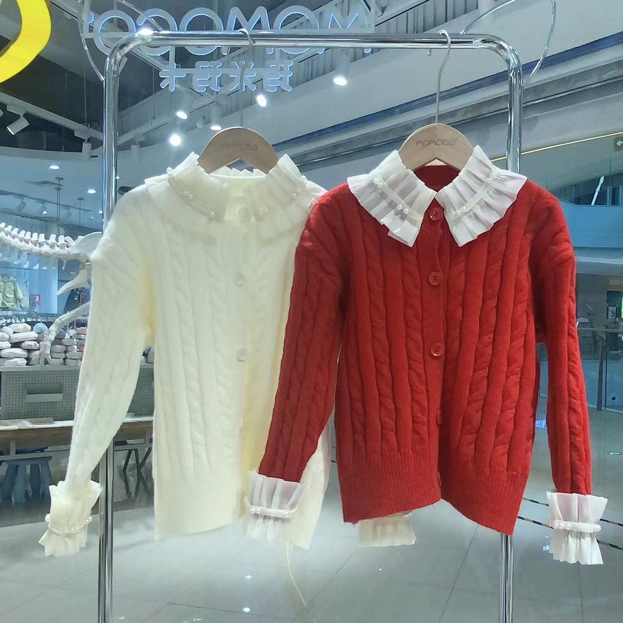 MOMOCO女童冬季新年款百搭加厚保暖套头针织衫毛衣76830230824