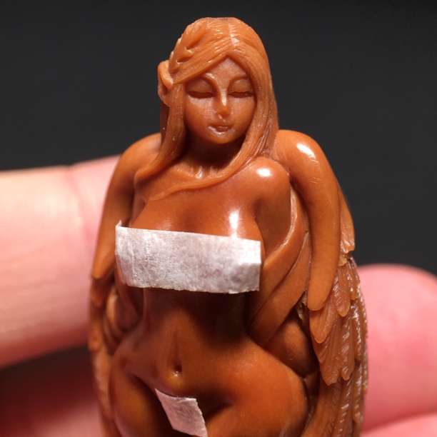 橄榄核雕刻 天使美女 苏工手工文玩单籽吊坠挂件