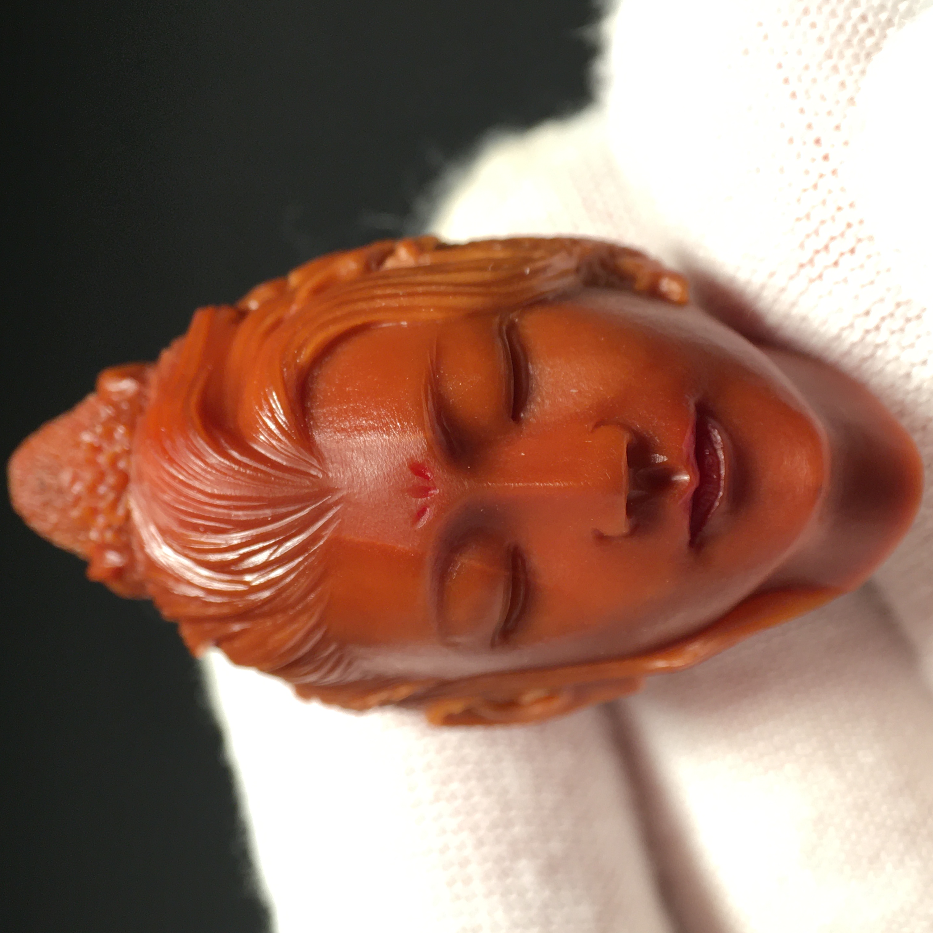 橄榄核雕刻单籽美女头像 苏工手工雕刻窈窕淑女挂件吊坠