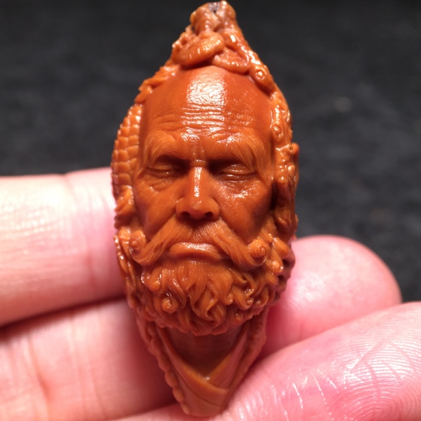 橄榄核雕刻单籽盘龙达摩 苏工手工文玩挂件吊坠