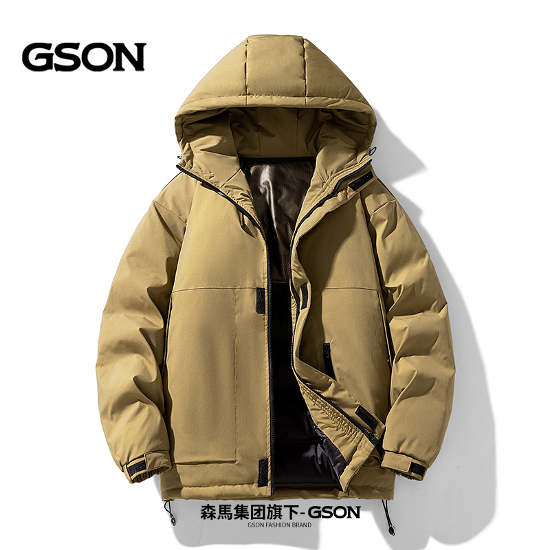 森馬集团旗下GSON棉服外套秋冬季新款加绒加厚保暖户外工装冲锋衣