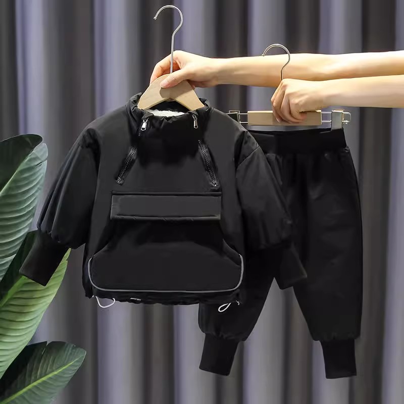 男童秋冬装儿童套装童装新款男孩冬季加绒加厚衣服宝宝运动套装潮