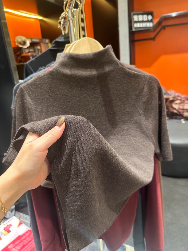 秋季新款半高领中袖女装气质显瘦针织打底上衣