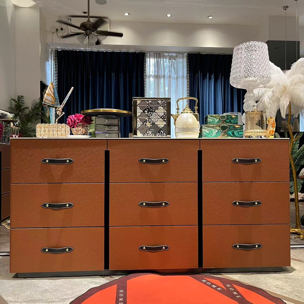 【喜悦家具】SKM 压花九斗柜1800*400*900