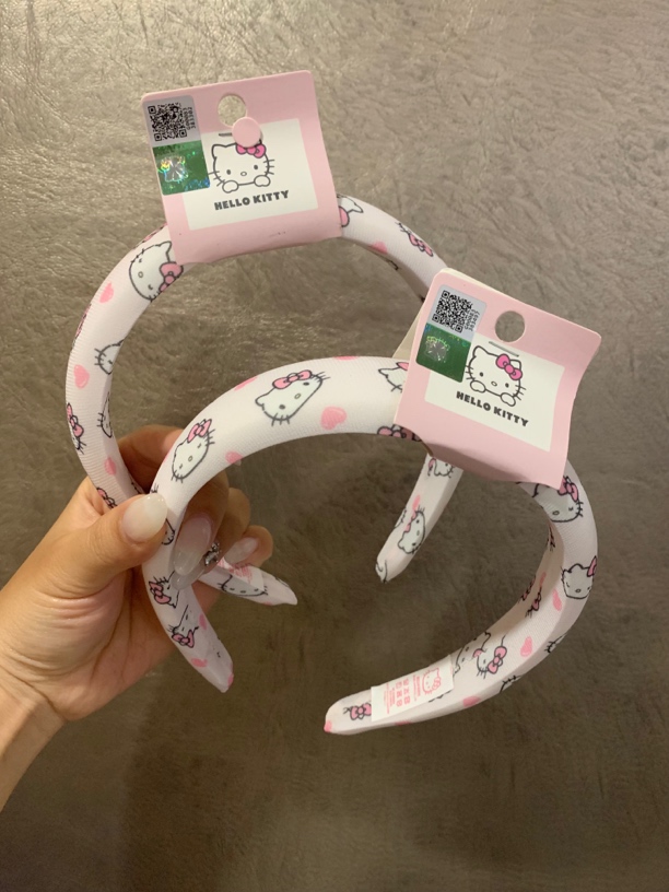 正版hellokitty宽边海绵头箍卡通布艺高颅顶发箍
