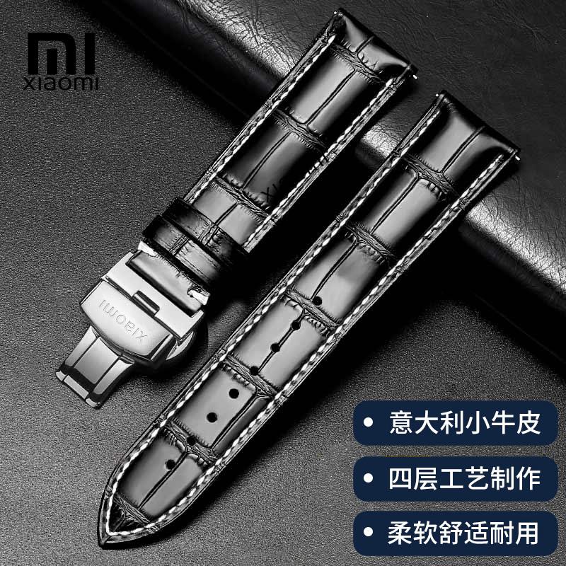 适配小米手表color1/2智能运动版表带watchs1/s2真皮蝴蝶扣表带22