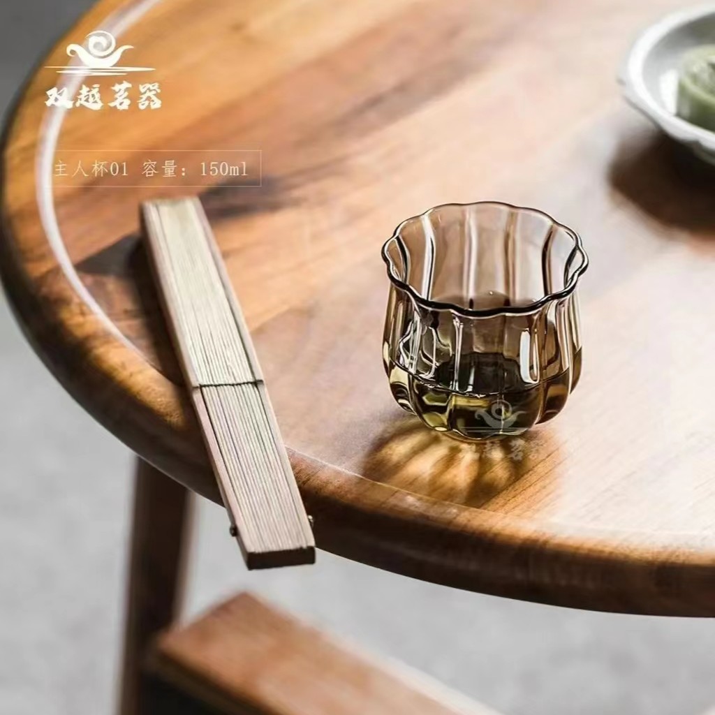 双越茗器品茗杯  莲花主人杯  耐高温高硼硅茶杯品茗杯茶具手工