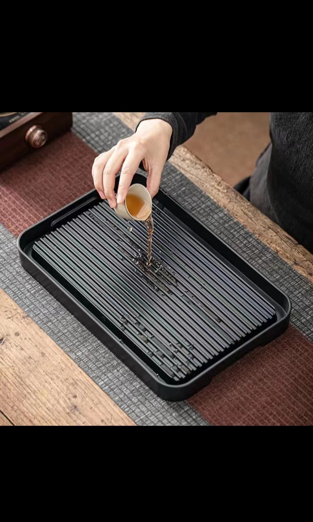 密胺干湿两用简约多功能功夫茶盘储排两用茶盘