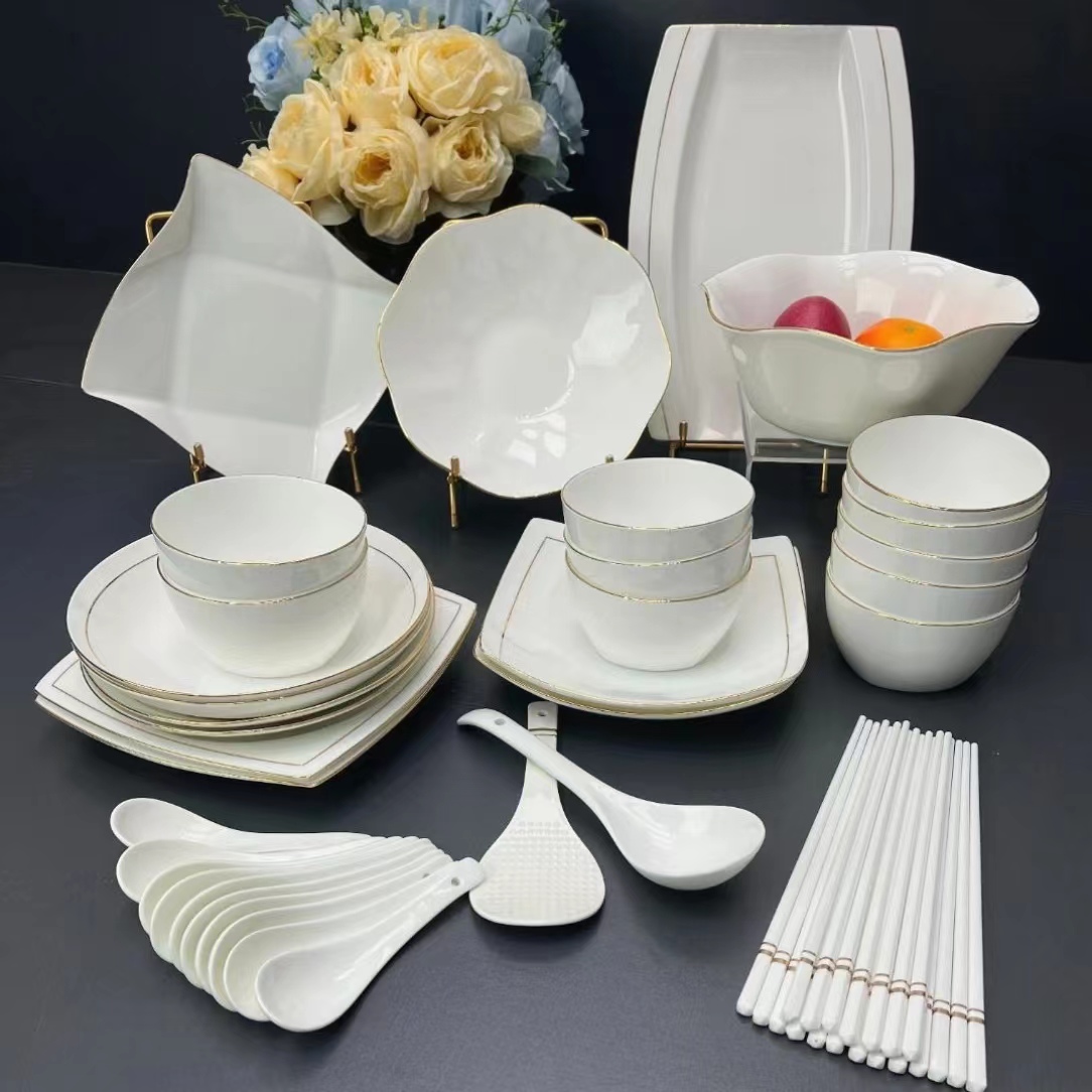 景德镇骨瓷高档家用碗盘碟餐具套装乔迁搬新家44件套