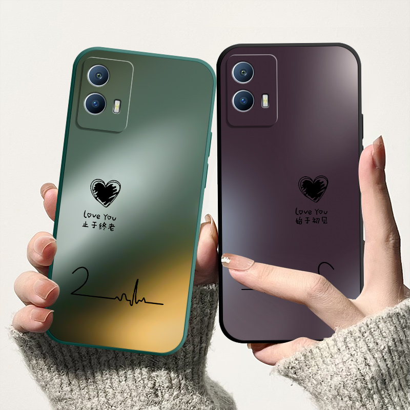 vivoiQOOU5手机壳V2165A新款爱心液态硅胶软外壳直边全包磨砂防摔
