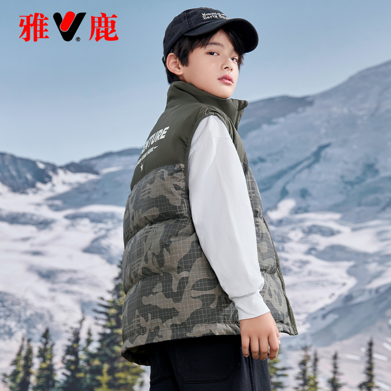 雅鹿2025秋冬新款儿童羽绒马甲女童外穿加厚男童小童大童背心冬季