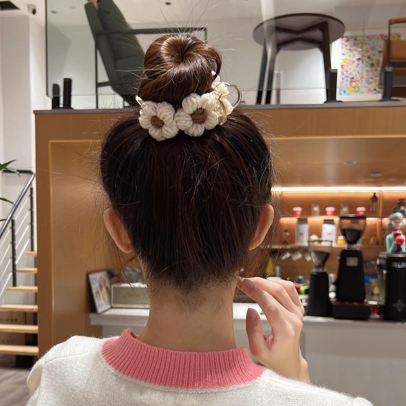 发饰花朵丸子夹盘发夹日常百搭发夹秋冬双面韩版清新ins温柔可爱