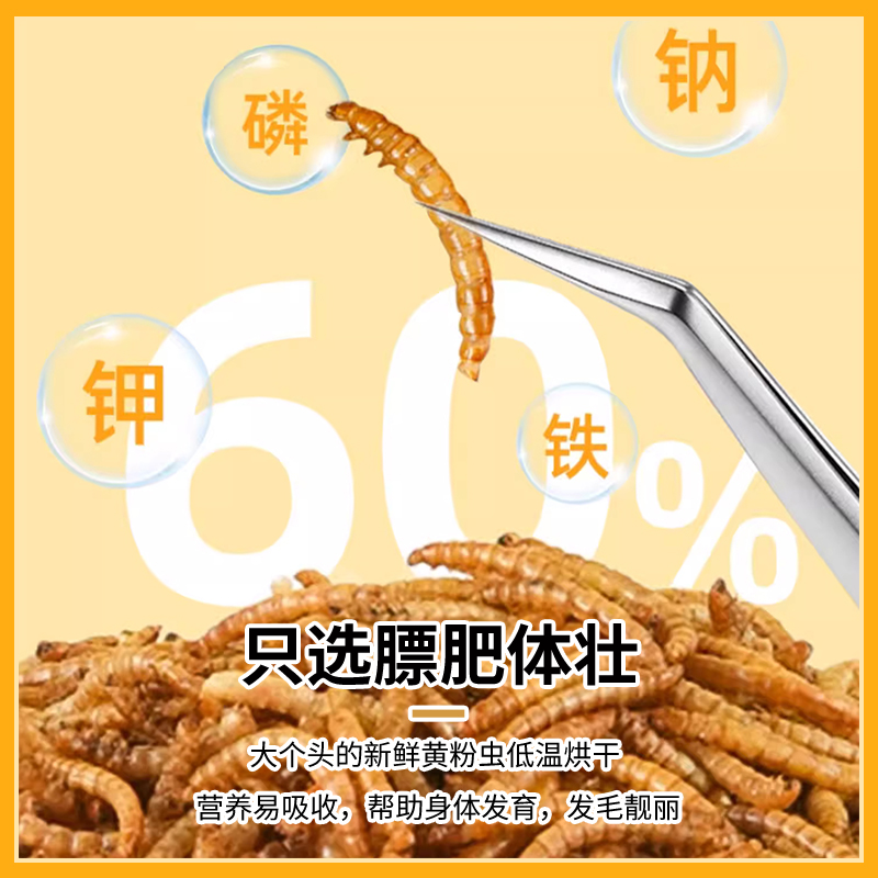 面包虫干八哥鹦鹉芦丁鸡爱吃高蛋白虫干鸟食鸟粮鹌鹑优质桶装喂食