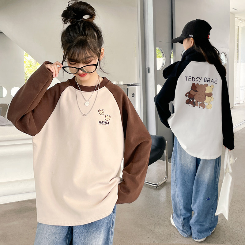 胖女童长袖t恤春秋加肥加大码童装中大童宽松显瘦打底衫保暖上衣