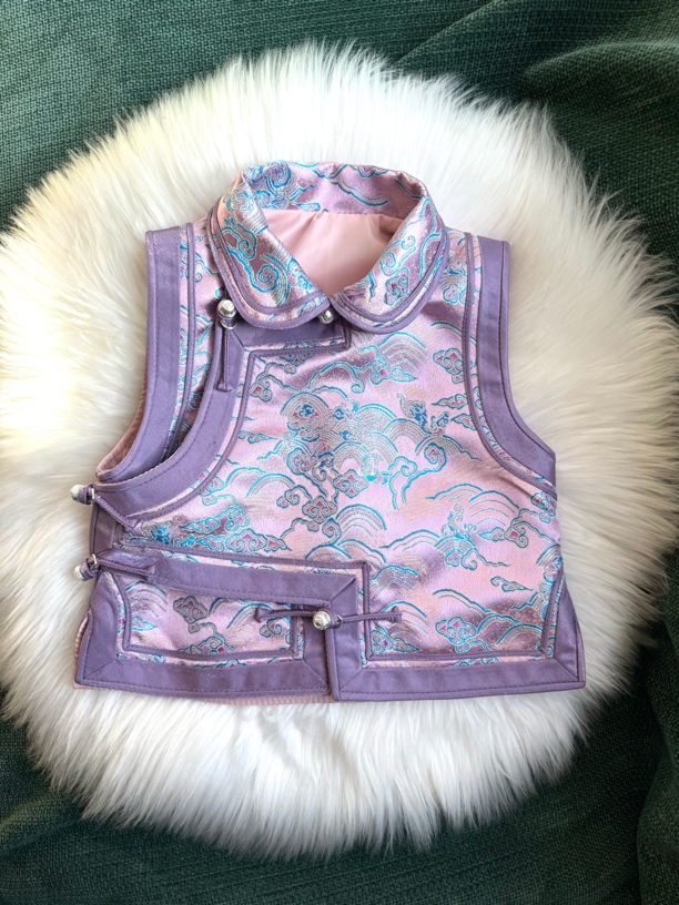 【蒙善妈】九紫离火翻领重工马甲男女宝宝走秀拜年服儿童时尚