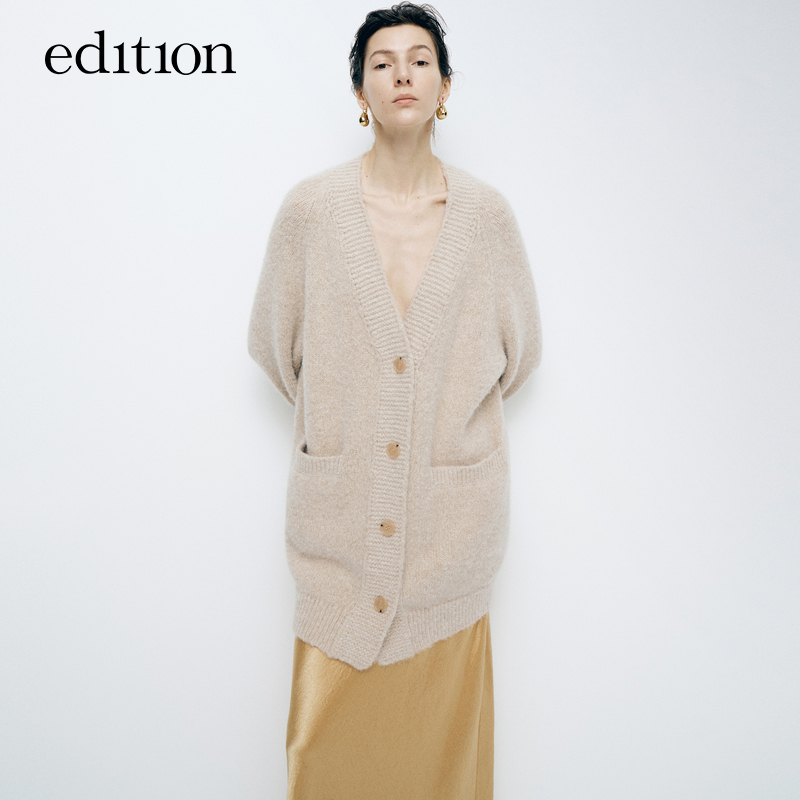 【商场同款】edition2024春新款金葱纱羊驼毛羊毛开衫#EBD1CAR019