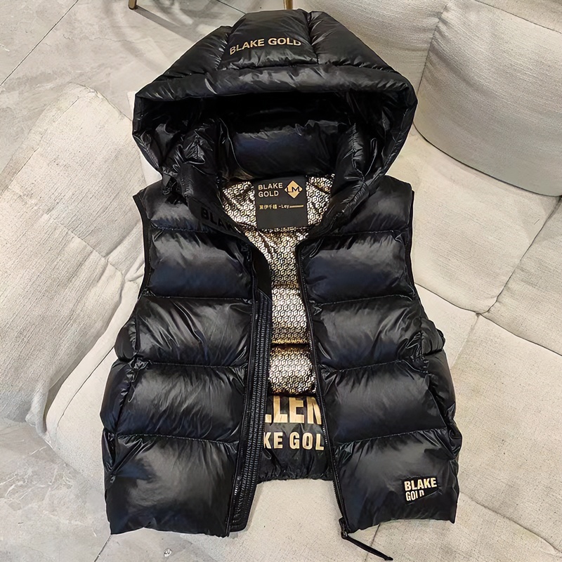连帽可拆洋气儿童黑色羽绒服马甲金标鸭绒加厚保暖亲子装秋冬时尚