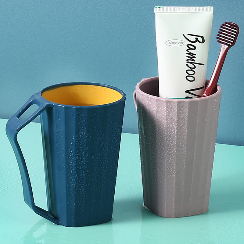 双色家庭学生宿舍洗漱杯 情侣旅行刷牙杯子创意家居带手柄漱口杯