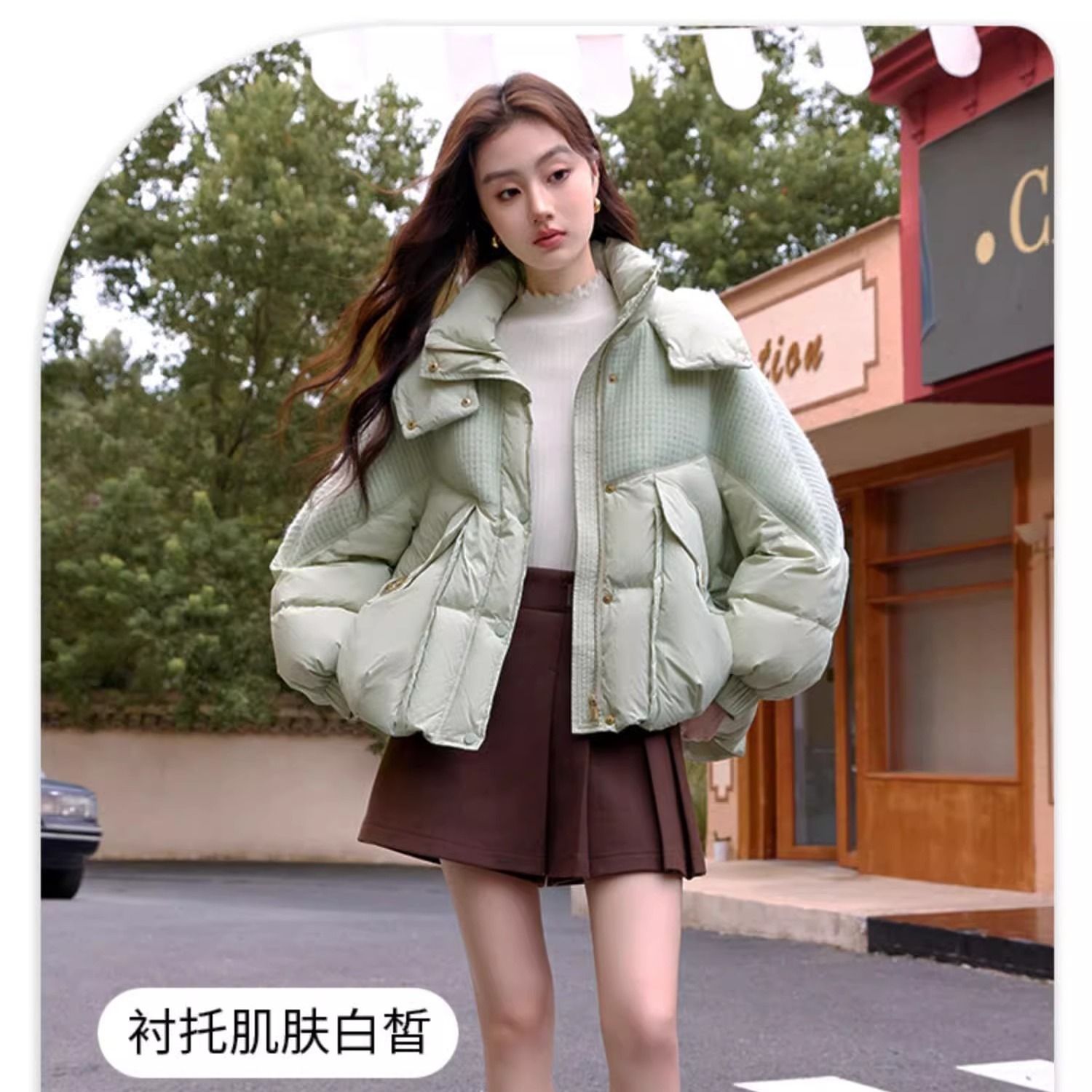 雅鹿新款羽绒服23年冬季新款加厚小个子面包服短款连帽时尚宽松百