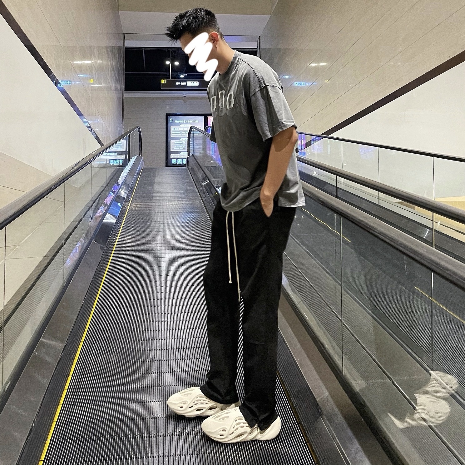 DaeeWooo高级感风ins风廓形混纺直筒百搭双拉链休闲裤抽绳裤男韩