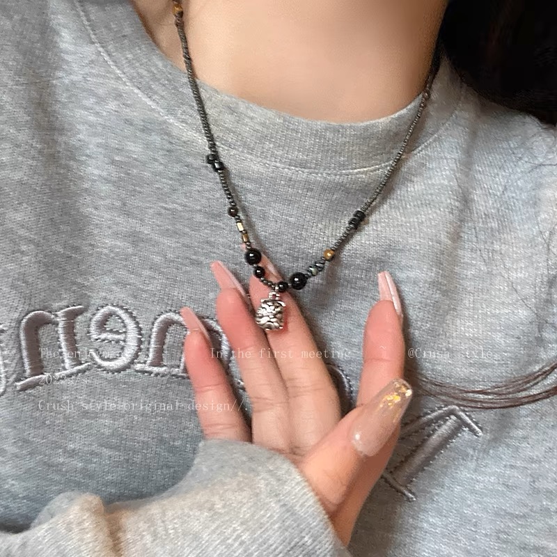 A13-3274新中式国风醒狮串珠项链女款复古轻奢