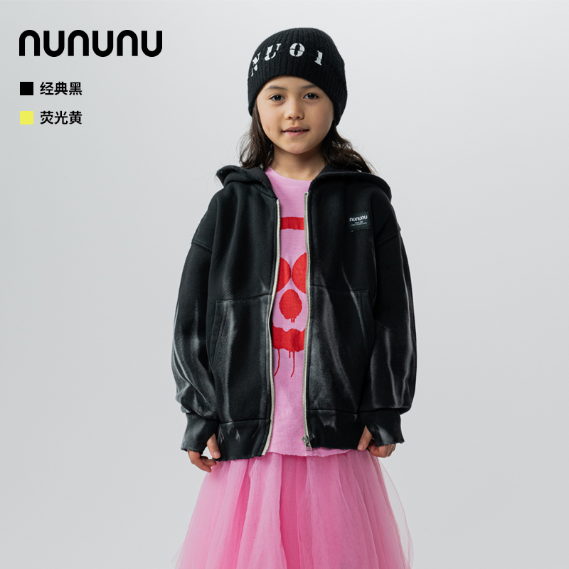 NUNUNU校园复古风个性2色儿童拉链加绒外套丨FW24秋冬新款