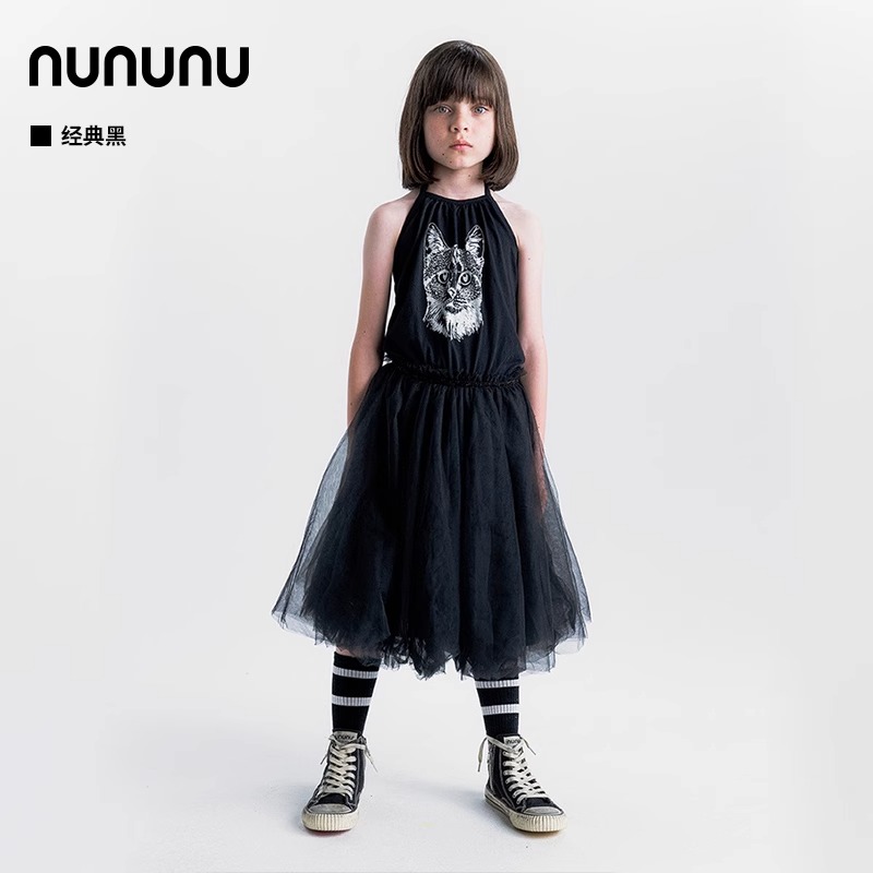 NUNUNU猫猫系列复古甜酷儿童吊带裙背心裙长裙子丨SS24春夏NU4204