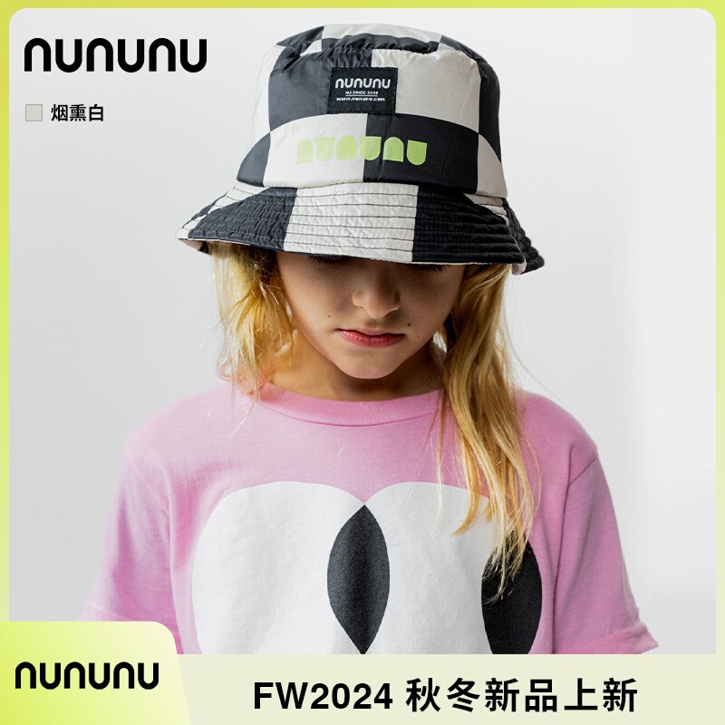 NUNUNU棋盘格系列春秋季复古百搭儿童亲子渔夫帽丨FW24新款NU4381