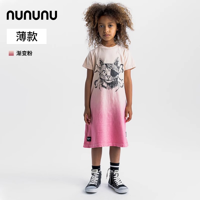 NUNUNU猫猫船长渐变女孩T恤裙儿童夏季薄款长裙丨SS24春夏 NU4212