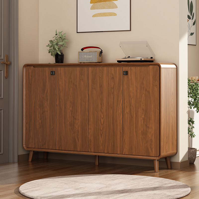 实木鞋柜新中式入户家用客厅玄关柜门外阳台带锁无抽屉楼道置物